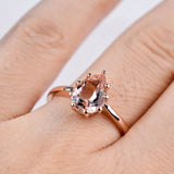 Solitary Pear Shape, AAAA Peach Salmon Morganite 14k Rose gold Engagement Ring