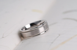Hand made millgrain men's wedding band Brushed finish white gold yellow gold rose gold ring
