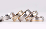 Vintage two tones Eternity wedding band white gold yellow gold solid gold men's wedding ring