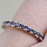 2.25 mm Round Alexandrite ,14k Solid  Gold Vintage Wedding Band