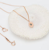 blue star daily necklace, met finished oval shape Solid 14k rose gold blue diamond pendant, necklace
