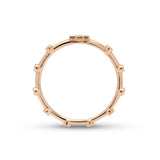 Art deco Cross Rosary Ring Solid 14k  Rose Gold White Diamond ring