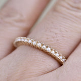 1.3 mm Cutie Fresh Seed Pearls Solid 10K, 14k Gold Daily Stocking Ring , Vintage Wedding Band