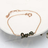 Green Diamond Love in 14k rose gold yellow gold Chain, Daily Bracelet