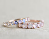 3mm Rainbow Moon Stone ring 14k gold Vintage wedding band