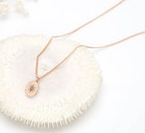 blue star daily necklace, met finished oval shape Solid 14k rose gold blue diamond pendant, necklace