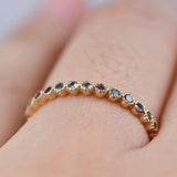 Natural Alexandrite Wedding Band , Solid 14k Gold Daily Ring