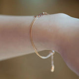 Love Charm Square Links Daily Bracelet 14K Solid Rose Gold Vintage chain Bracelet