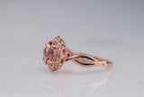 the queen of Floral morganite engagement ring 7mm cushion morganite white diamond rose gold ring