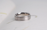 Hand made men's wedding band Brushed finish 14k solid white gold ring