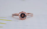 Classical Beauty 7mm Round pink Morganite Engagement ring rose gold white diamond shank ring