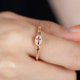 St Angelo Cross Rosary Ring Solid 14k Yellow , Rose gold Ring