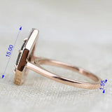 Kite Brown Diamond Vintage Ring 14K Solid Rose Gold White Diamond Halo Engagement Ring
