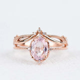 Beautiful Baby Pink Sapphire Vintage Engagement ring 1.2 ct oval sapphire ,white diamond , solid 14k rose gold ring