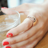 Plain Dorm Art Deco  Cocktail Ring Solid 14k Roses Gold Hollow Ring