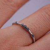 Vintage Blue diamond stackable, daily band ring rose gold yellow gold wedding band