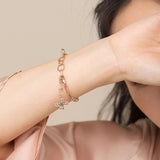 Vintage Multi Links Solid 14k Rose gold Bracelet,t pretty cross charm and Cognac diamond on Square disc point Fashionable Bracelet
