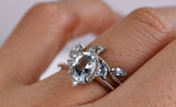 Gorgeous Aquamarine Engagement ring Ivy leaf wedding band set Aquamarine Bridal set rose gold yellow gold white gold white diamond
