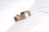 Hand made two tones milgrain men's wedding band Brushed finish solid white gold with yellow gold ring