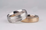 Handmade Milgrarain Eternity wedding band for man solid yellow and white gold