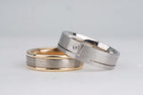 Vintage men's wedding band solid gold, diamond setting, 7 mm gentleman's ring