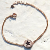 Purple Diamond star Gold Coin Solid 14k Rose Gold Daily Bracelet