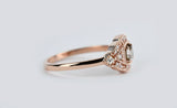 Antique Style Cognac Diamond Engagement Ring solid 14k rose gold white diamond halo ring