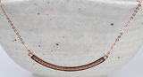 Art Deco Style, Rounded Bar Solid gold necklace white diamond Necklace, 14k solid rose gold