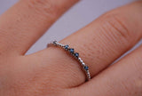 Vintage Blue diamond stackable, daily band ring rose gold yellow gold wedding band