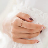 Mil grain Cross Rosary Ring, Solid 14k Rose, Yellow Gold Ring