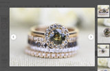 6mm Round Olive Green Sapphire Vintage Engagement Ring White Diamond Halo solid 14k Yellow Gold ring