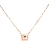 Dancing Blue Diamond Square halo 14k Rose Gold Daily Necklace
