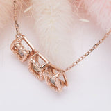 3 rope square Cognac Dancing Diamond 14k rose gold necklace
