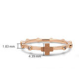 Art deco Cross Rosary Ring Solid 14k  Rose Gold White Diamond ring