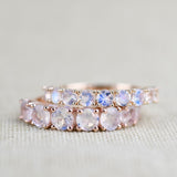 4 mm Round Rainbow Moon Stone ring 14k Rose gold Vintage Wedding Band
