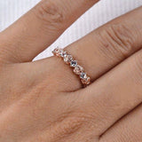 Vintage Rose Bud wedding band white sapphire, solid rose, yellow, and white gold ring