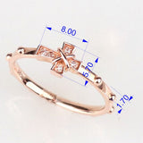 St Peter Rosary Ring,Solid 14K Rose Gold White Diamond Cross Ring
