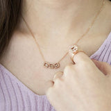 3 rope square Cognac Dancing Diamond 14k rose gold necklace