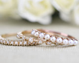 2.5mm Round AAA Fresh Pearl 14k Solid Gold Vintage Wedding Band