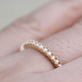 1.3 mm Cutie Fresh Seed Pearls Solid 10K, 14k Gold Daily Stocking Ring , Vintage Wedding Band