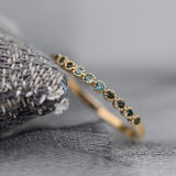 Natural Alexandrite Wedding Band , Solid 14k Gold Daily Ring