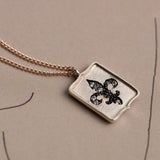 Vintage & Antique Shield Pendant, Fleur-de-lis 14k solid rose gold daily necklace