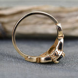 Olive Green Sapphire Floral Engagement Ring. Solid 14k Yellow Gold White Diamond Ring