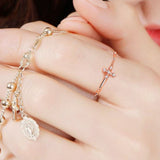 Salome Cross Rosary Ring Solid 14k Rose gold ring