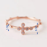 Mil grain Cross Rosary Ring, Solid 14k Rose, Yellow Gold Ring
