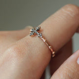 St Petro Gray Gray Diamond Vintage Rosary Ring, 14k Rose gold Daily Rosary Ring
