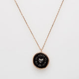 Love is only, both side love heart pendant , 14k rose gold Love coin necklace