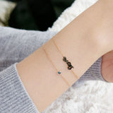 Green Diamond Love in 14k rose gold yellow gold Chain, Daily Bracelet