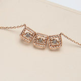 3 rope square Cognac Dancing Diamond 14k rose gold necklace