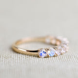 3mm Rainbow Moon Stone ring 14k gold Vintage wedding band